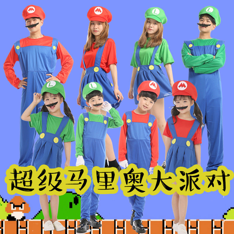 Halloween cosplay Anime Costume Parent Child cosplay Children Mario Clothes Super Mary Costume