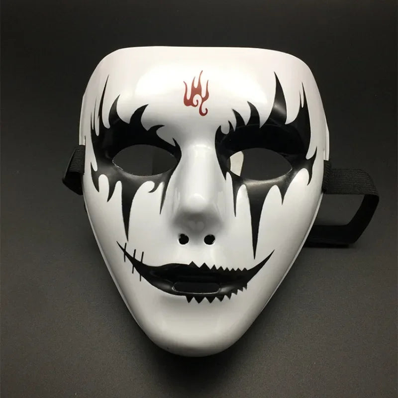 Accessoires d'Halloween Mascarade Performance Masque complet peint à la main Blanc Danse de rue Masque pour les yeux adulte Clown de la mort Noir Or