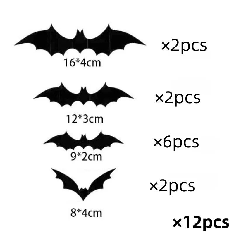 12 pièces chauves-souris suspendues Halloween décor extérieur grandes chauves-souris volantes en plastique 3 tailles accrocher sur les arbres Porches Yards Pelouse Halloween à l'intérieur