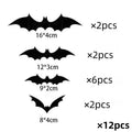12 pièces chauves-souris suspendues Halloween décor extérieur grandes chauves-souris volantes en plastique 3 tailles accrocher sur les arbres Porches Yards Pelouse Halloween à l'intérieur