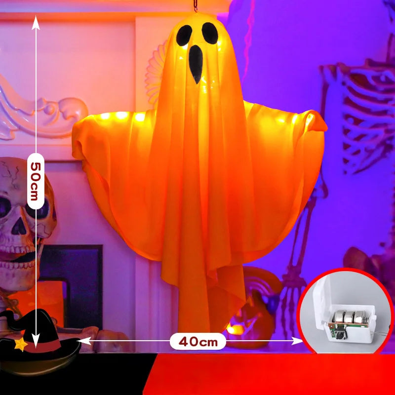 Bricolage fantôme blanc Halloween décoration LED suspendu émettant de la lumière style lumière horreur intérieur fête décoration atmosphère lumière