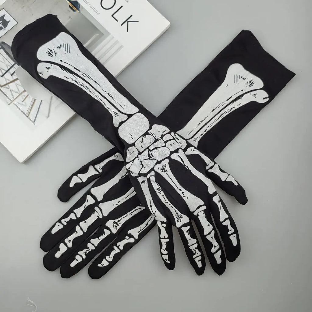 Gants de squelette d'halloween, gants convexes à vent foncé, Costume de Festival fantôme