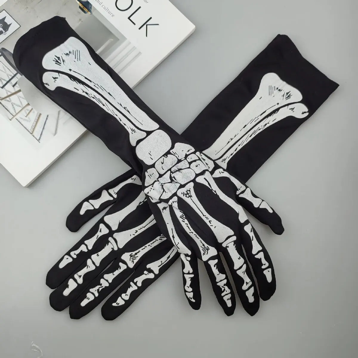Gants de squelette d'halloween, gants convexes à vent foncé, Costume de Festival fantôme