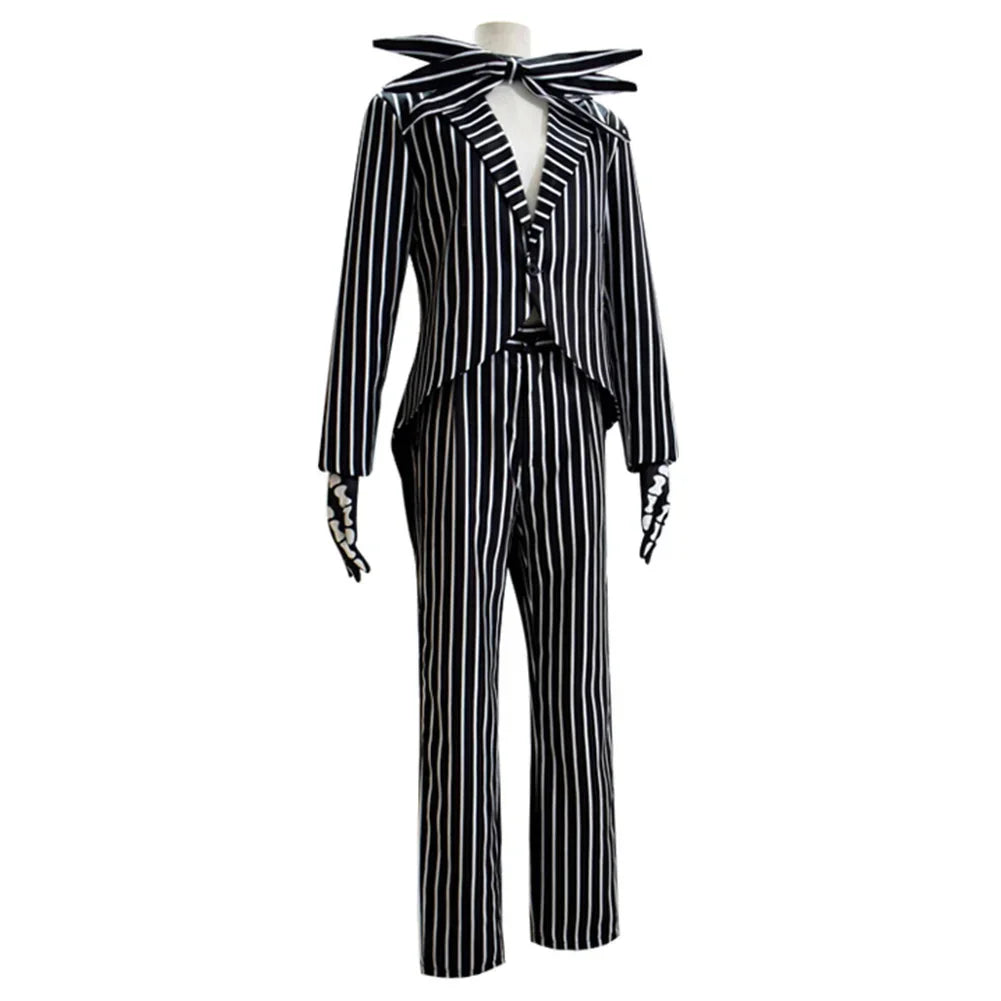 Jack Cosplay Skellington Cosplay Costume pour hommes adultes Fantasia veste pantalon tenue homme Halloween carnaval fête déguisement Costume
