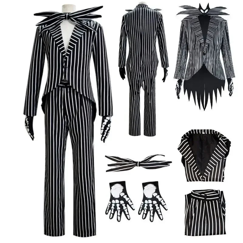 Jack Cosplay Skellington Cosplay Costume pour hommes adultes Fantasia veste pantalon tenue homme Halloween carnaval fête déguisement Costume