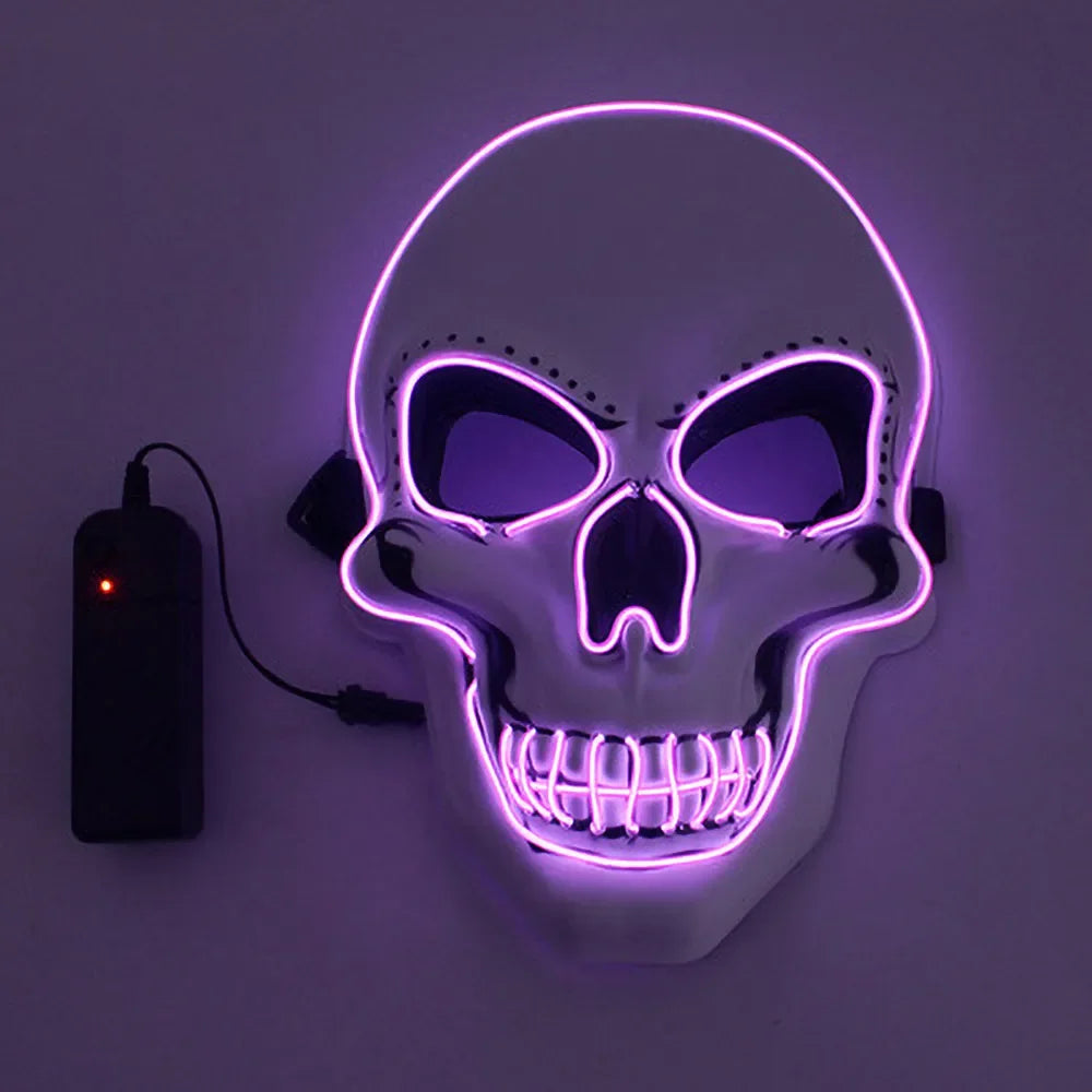 Masque de crâne d'horreur d'halloween, masque à lumière froide LED, masque de Cosplay, décoration de fête d'halloween, masques de crâne lumineux