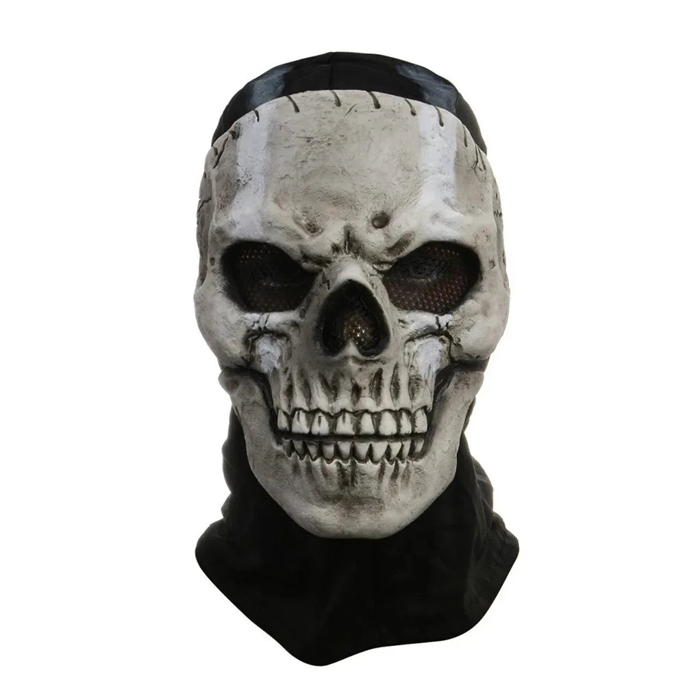 Masque unisexe d'Halloween Horreur Fantôme Crâne MW2 en Latex, Coiffe/Casque pour Cosplay, Spectacle, Fête, Accessoire de Mascarade