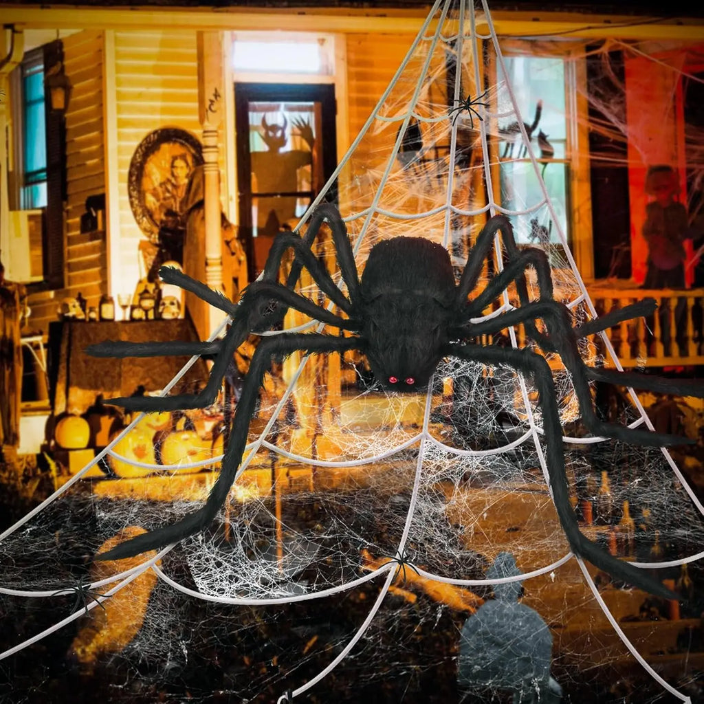 Araignée en peluche d'Halloween, 30-200 cm, araignée géante extérieure, décoration de chambre, farce, araignée noire, accessoire de fête de décoration d'horreur d'Halloween