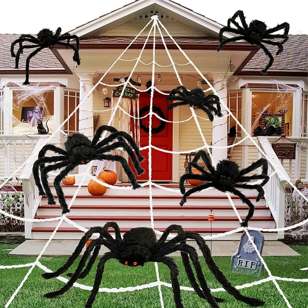 Araignée en peluche d'Halloween, 30-200 cm, araignée géante extérieure, décoration de chambre, farce, araignée noire, accessoire de fête de décoration d'horreur d'Halloween