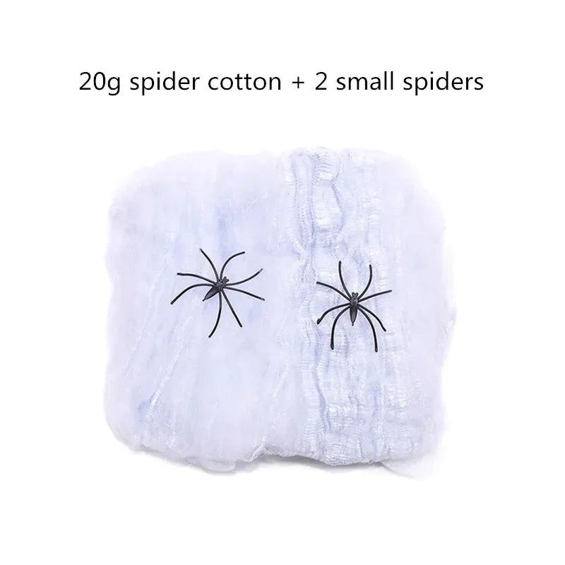 Toile d'araignée blanche artificielle extensible, décoration d'halloween, accessoires de scène effrayants pour fête à la maison, décor de maison hantée