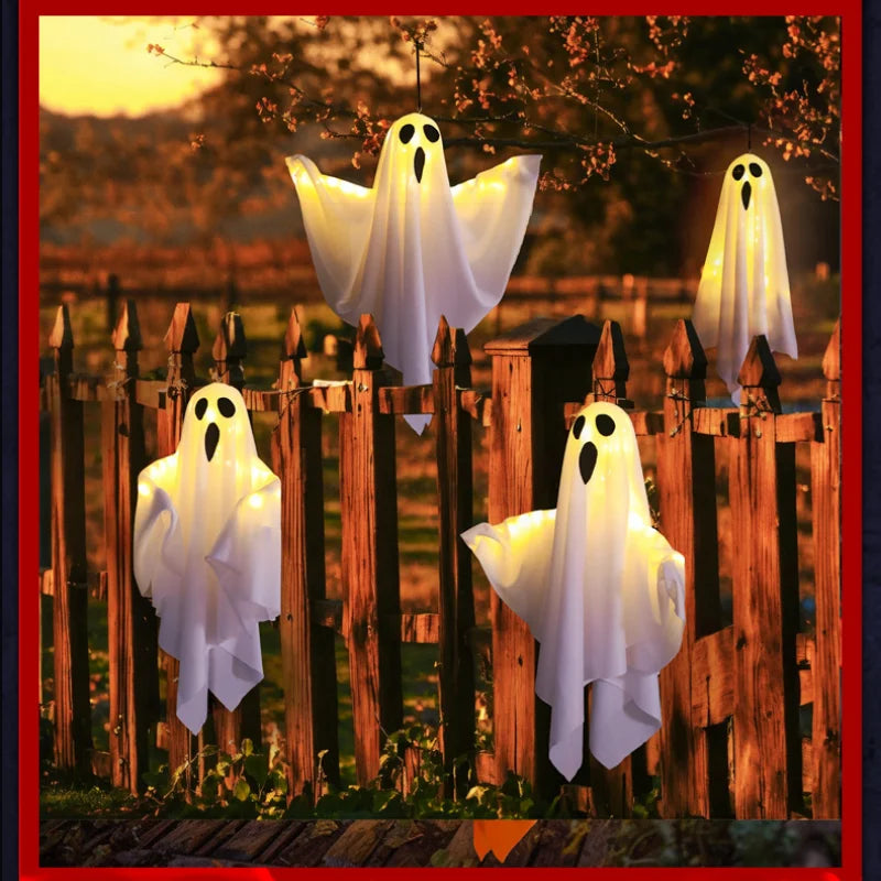 Bricolage fantôme blanc Halloween décoration LED suspendu émettant de la lumière style lumière horreur intérieur fête décoration atmosphère lumière