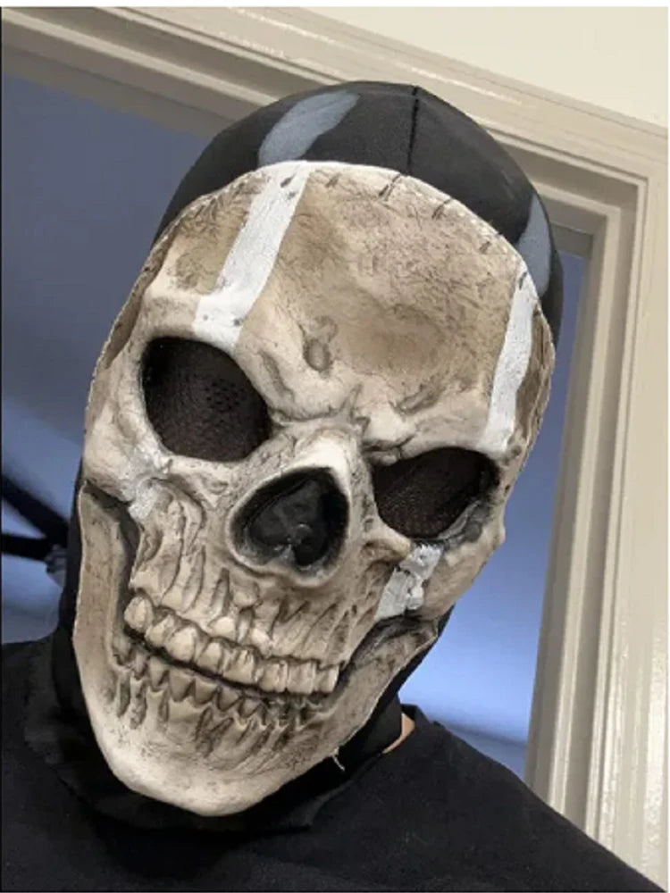 Masque unisexe d'Halloween Horreur Fantôme Crâne MW2 en Latex, Coiffe/Casque pour Cosplay, Spectacle, Fête, Accessoire de Mascarade