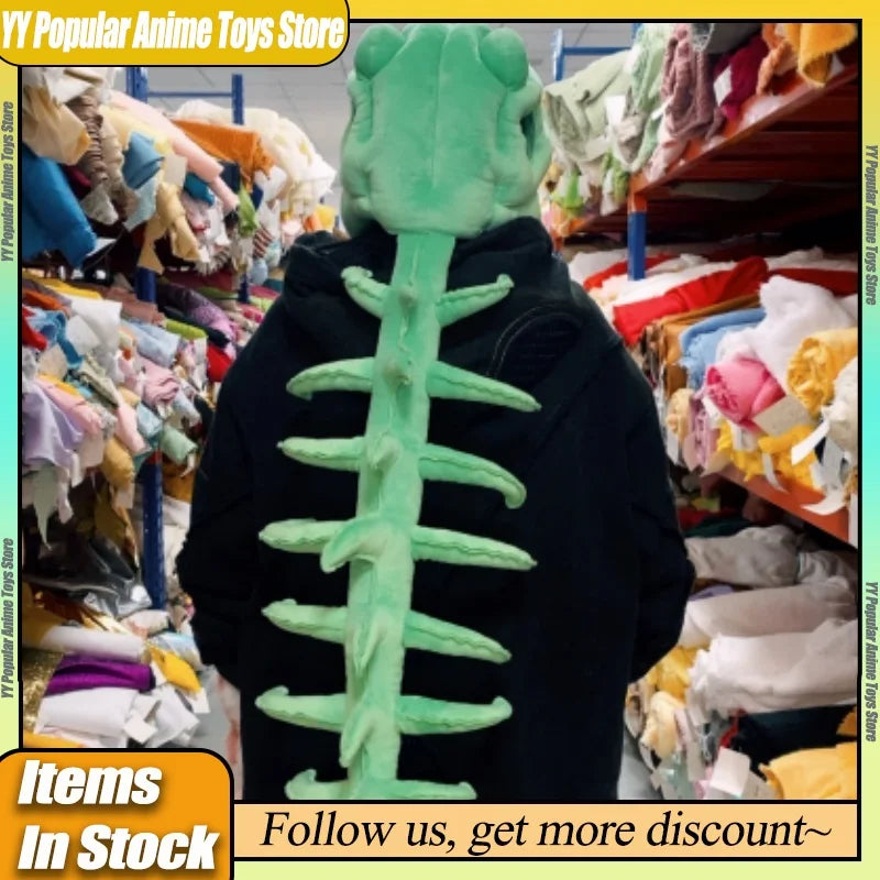 En stock : Ensemble de costume de squelette de dinosaure 3D réaliste, avec accessoire de tête amusant et tendance, vêtements en peluche de collection pour cosplay et déguisement, cadeau d'anniversaire