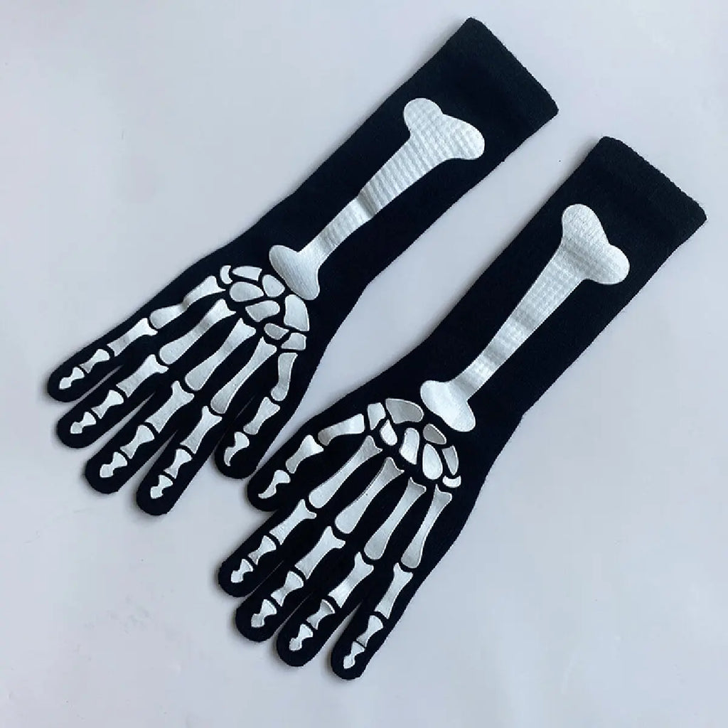 Gants de squelette d'halloween, gants convexes à vent foncé, Costume de Festival fantôme