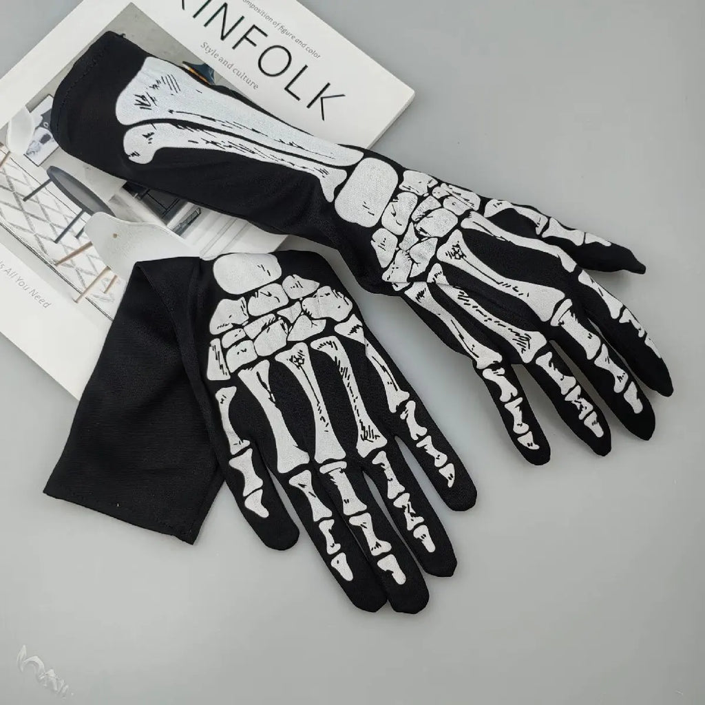 Gants de squelette d'halloween, gants convexes à vent foncé, Costume de Festival fantôme
